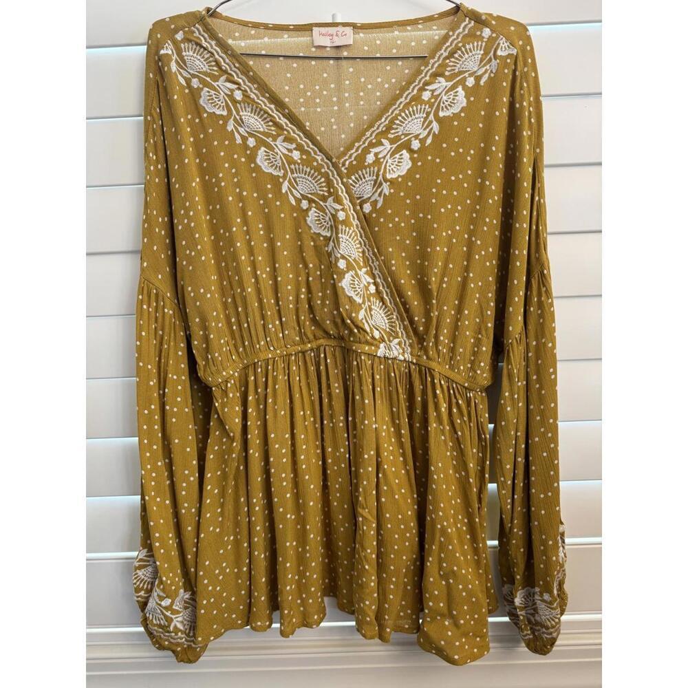 Hailey & Co. embroidered floral peplum blouse size Large - Picture 3 of 7